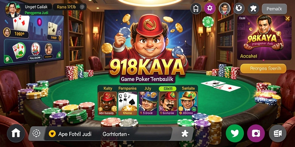 Tampilan gameplay poker yang mendebarkan di 918KAYA.