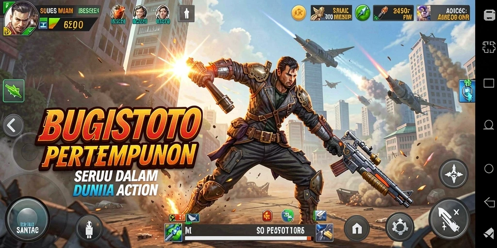 Tampilan gameplay seru dalam pertempuran aksi di BUGISTOTO.