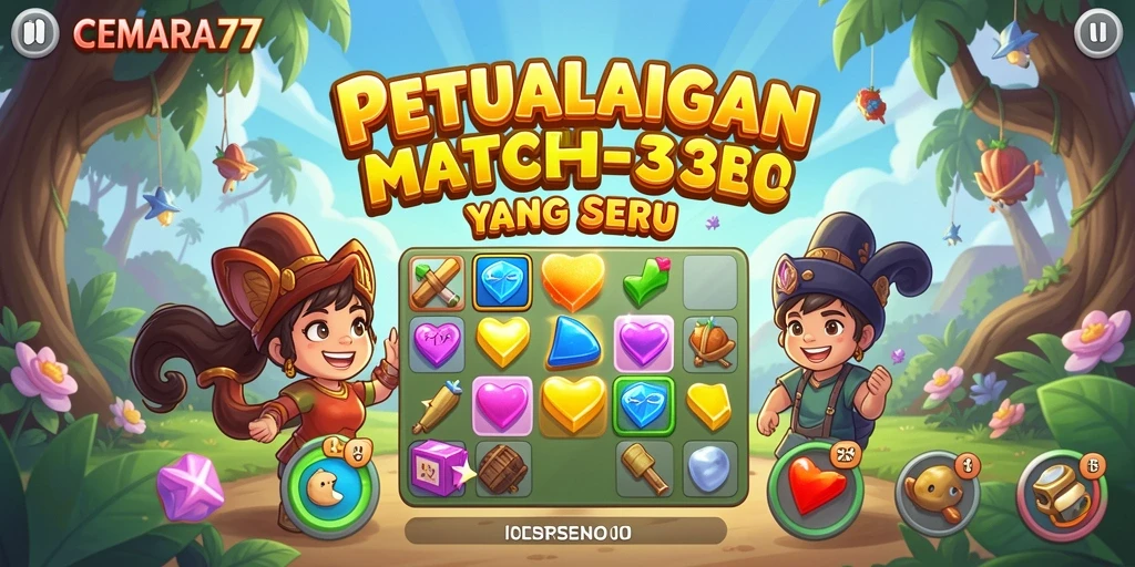 Screenshot gameplay CEMARA77 yang menampilkan momen mencocokkan elemen.