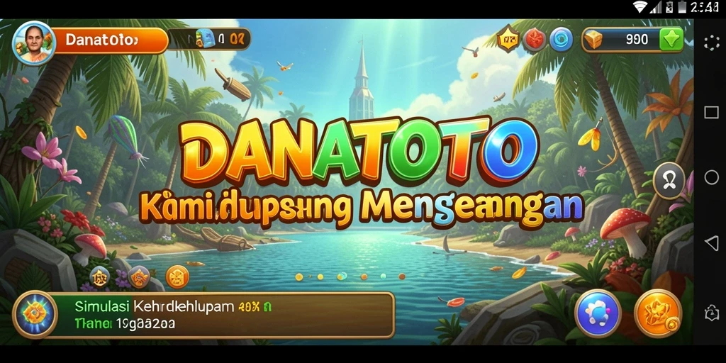 Screenshot gameplay DANATOTO yang menampilkan interaksi karakter dalam simulasi.