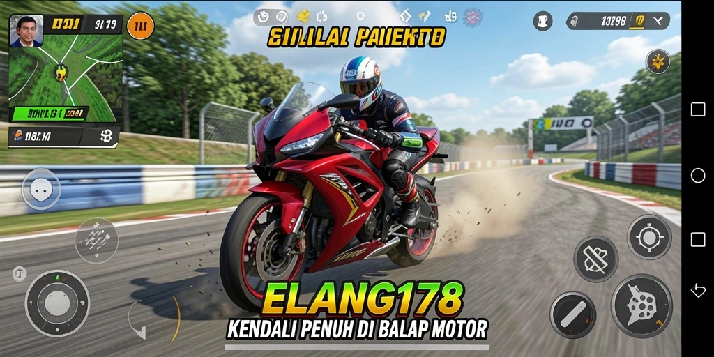 Tampilan gameplay balap motor yang penuh aksi di ELANG178.