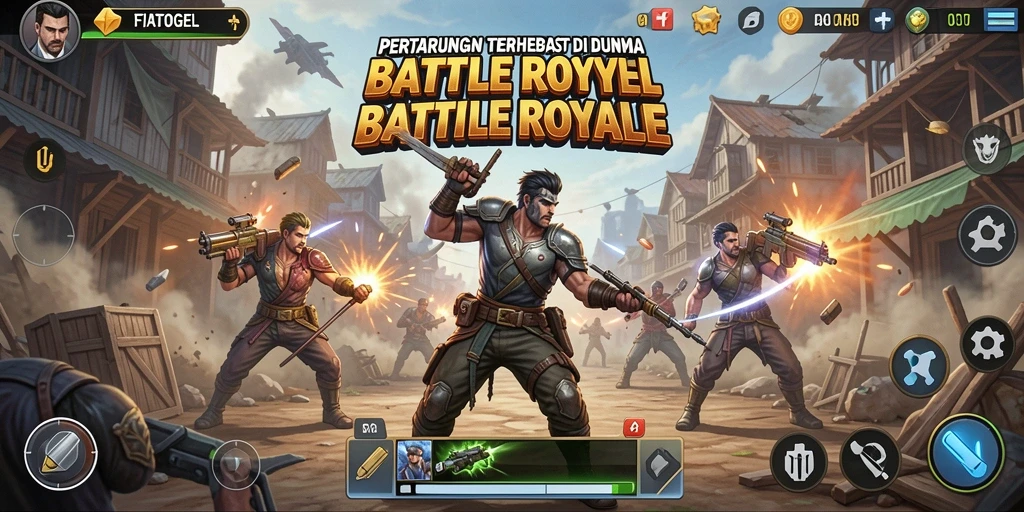Screenshot gameplay FIATOGEL menampilkan pertempuran mendebarkan dalam Battle Royale.