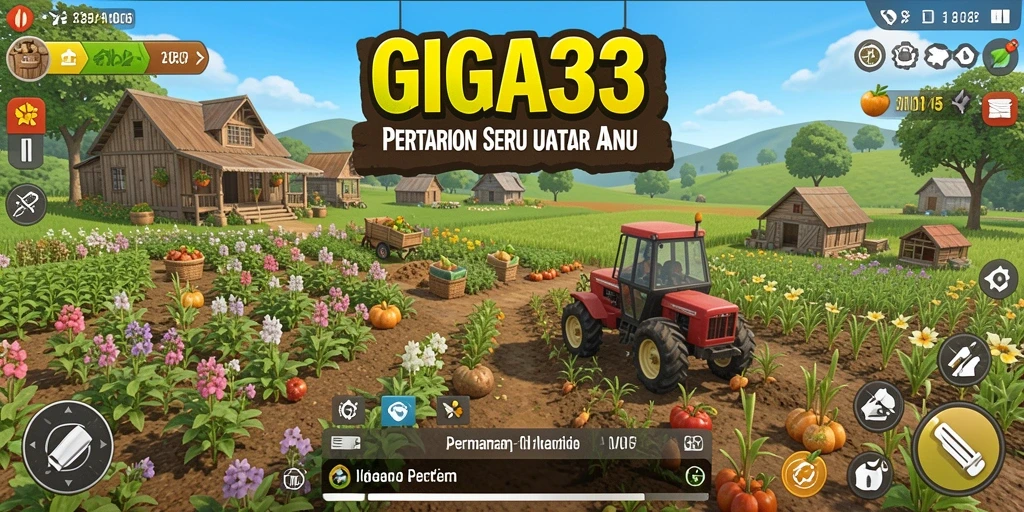 Tampilan gameplay GIGA33 yang menampilkan aktivitas pertanian yang seru.