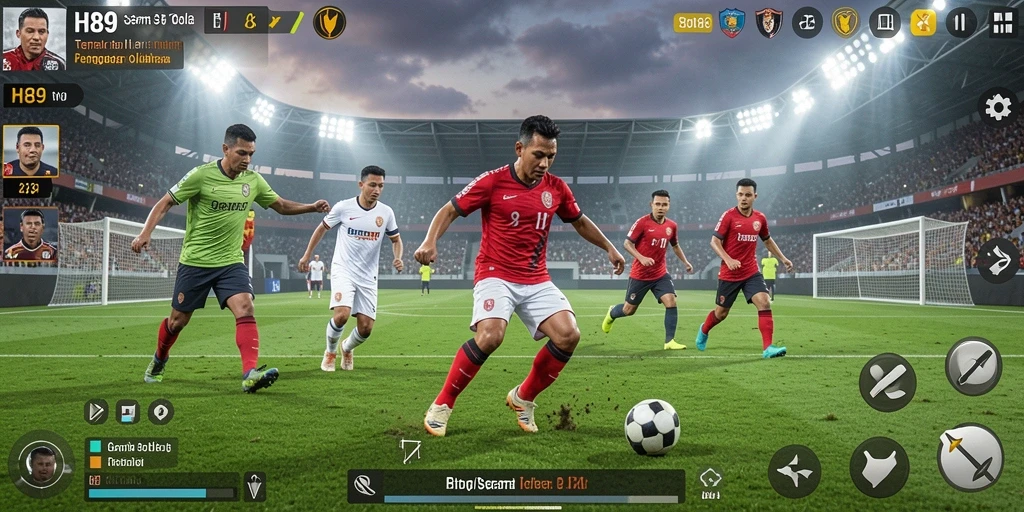 Tampilan gameplay H89 yang menarik dalam pertandingan sepak bola.