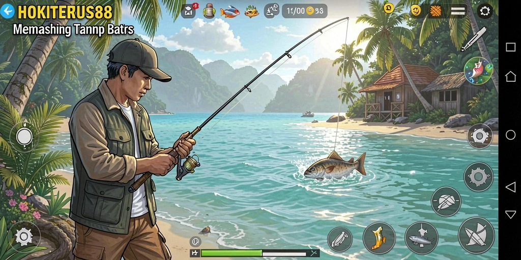 Gambaran gameplay HOKITERUS88 saat memancing di lokasi yang menakjubkan.