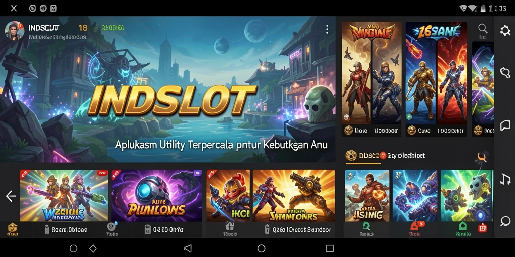 Screenshot utama INDSLOT menampilkan antarmuka aplikasi Utility yang modern dan fungsional.