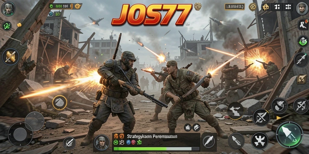 Tampilan gameplay seru JOS77 yang menampilkan strategi pertempuran.