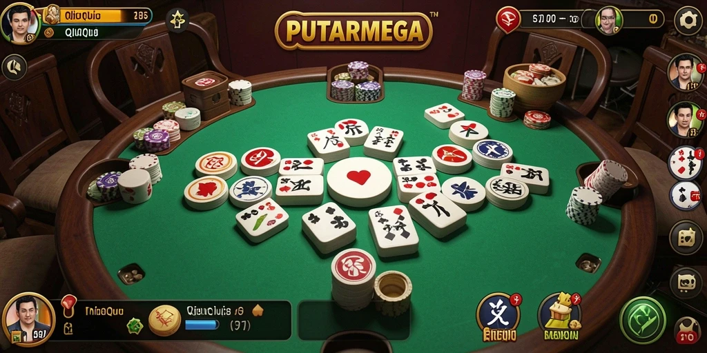 Screenshot gameplay PUTARMEGA yang menampilkan keseruan permainan QiuQiu.