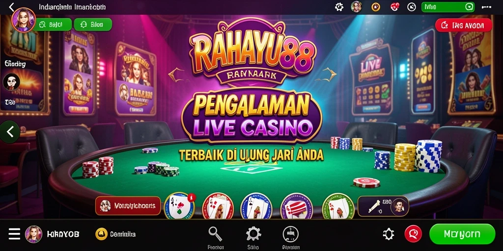 Tampilan menyenangkan gameplay RAHAYU88 dengan dealer langsung dan meja permainan.