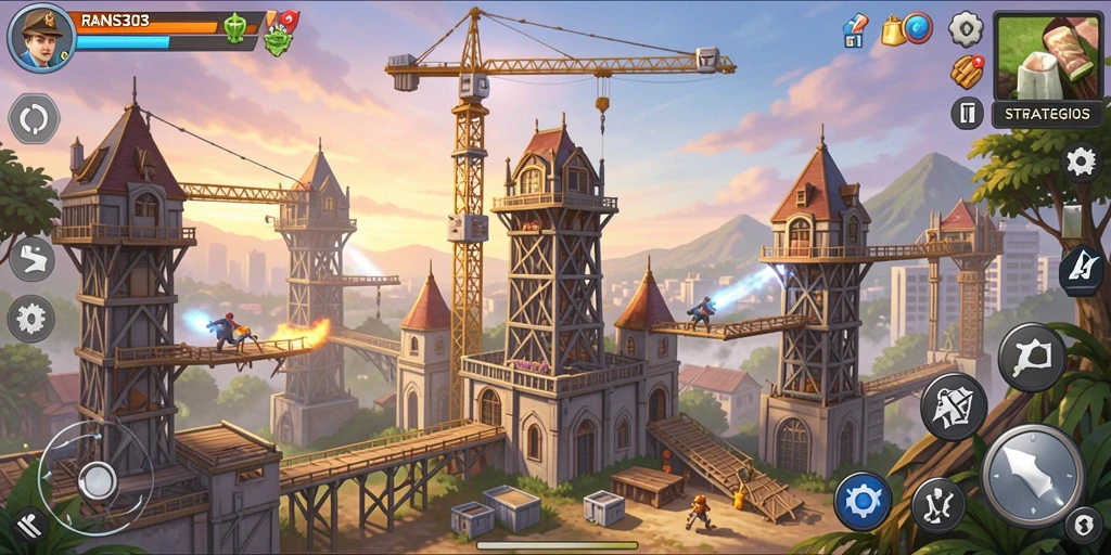 Screenshot RANS303 menunjukkan aksi intens dalam mengatur strategi Tower Defense.