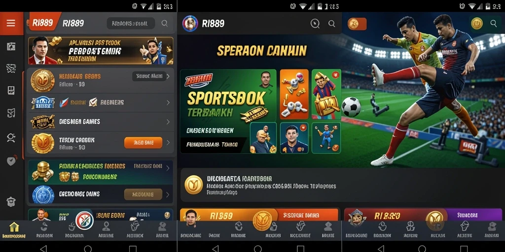 Screenshot utama RI889 menampilkan antarmuka sportsbook yang menarik.