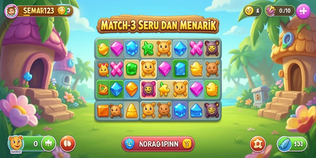 Screenshot SEMAR123 menampilkan aksi seru gameplay Match-3.