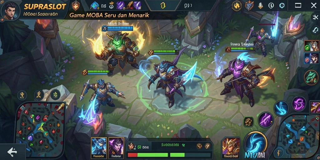 Tangkapan layar gameplay SUPRASLOT dengan aksi seru dalam pertempuran tim.