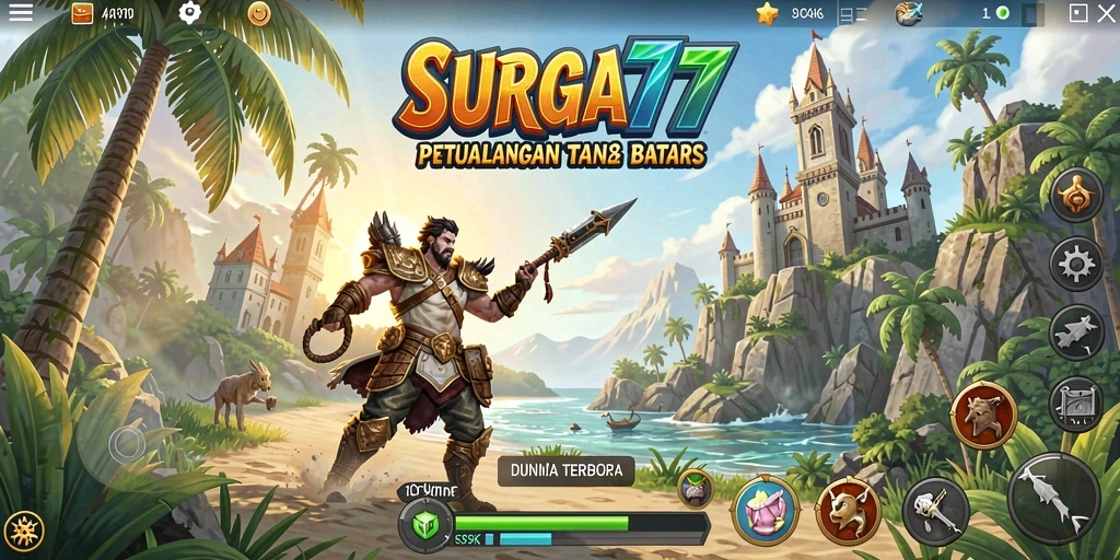 Tangkapan layar gameplay SURGA77 menampilkan aksi dan eksplorasi di dunia terbuka.