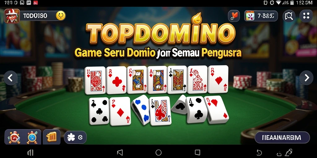 Screenshot gameplay utama TOPDOMINO menampilkan aksi seru saat bermain Domino.