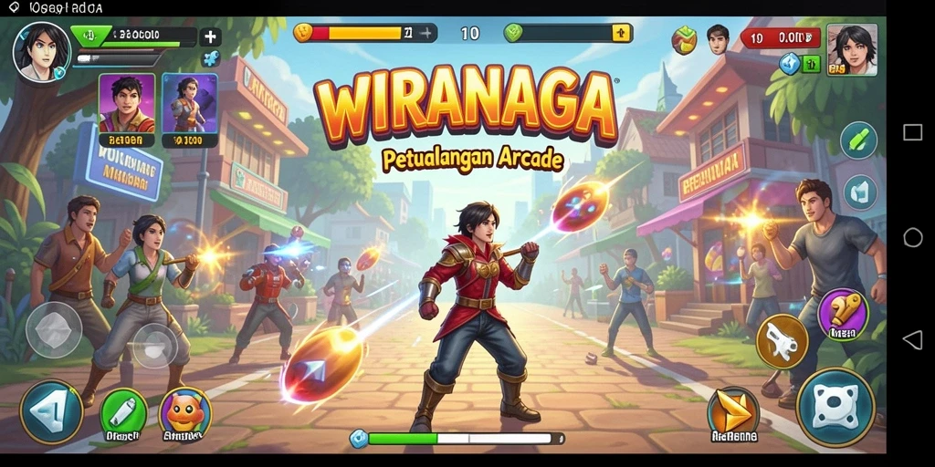 Tangkapan layar WIRANAGA menampilkan aksi seru dalam gameplay Arcade.